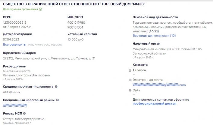 Второе предприятие – ООО Торговый дом ММЭЗ. Его зарегистрировали в российском реестре только в апреле 2023 года.